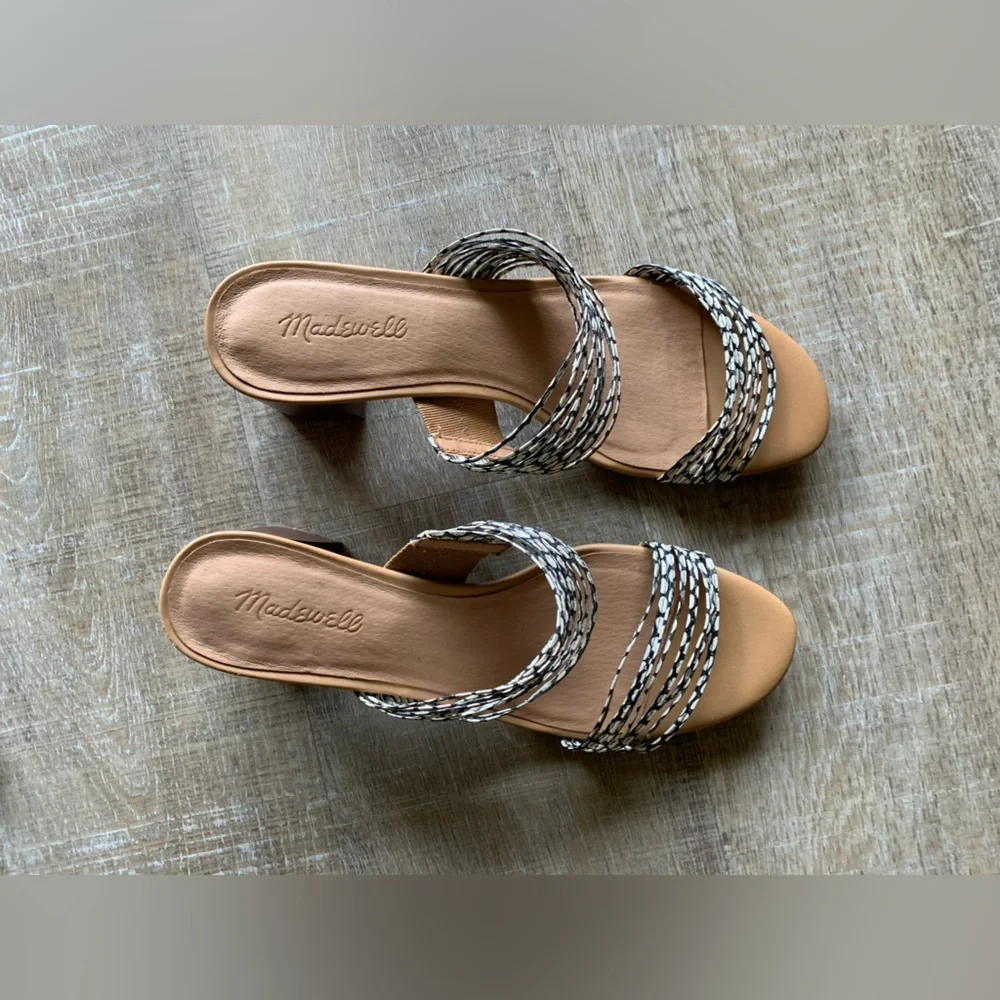 Madewell Women’s The Meg Slide Strappy Sandal Snake Embossed Leather 11 boho - Picture 8 of 12